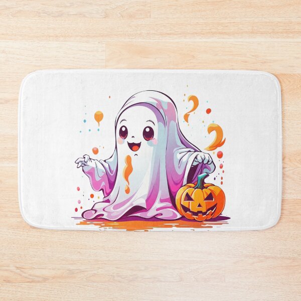 Item preview, Whimsical Haunts: Kawaii Ghost with Pumpkin Delights designed and sold by irosh madushan.