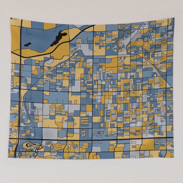 Item preview, Mesa Map Pattern in Blue & Gold designed and sold by PatternMaps.