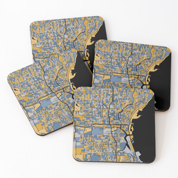 Item preview, Milwaukee Map Pattern in Blue & Gold designed and sold by PatternMaps.