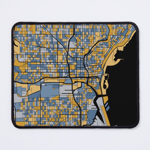 Item preview, Milwaukee Map Pattern in Blue & Gold designed and sold by PatternMaps.