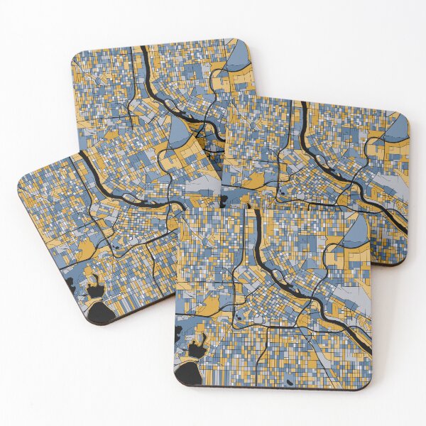 Item preview, Minneapolis Map Pattern in Blue & Gold designed and sold by PatternMaps.