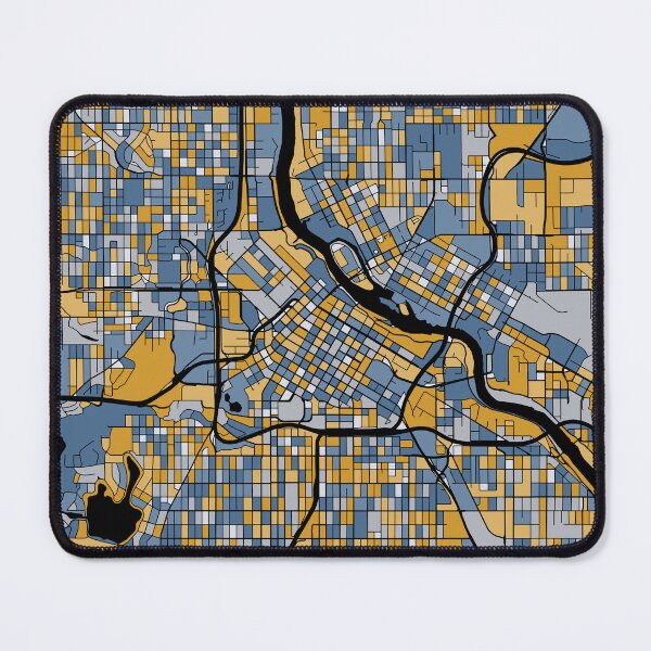 Item preview, Minneapolis Map Pattern in Blue & Gold designed and sold by PatternMaps.