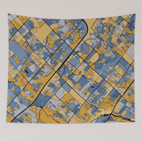 Item preview, Mississauga Map Pattern in Blue & Gold designed and sold by PatternMaps.