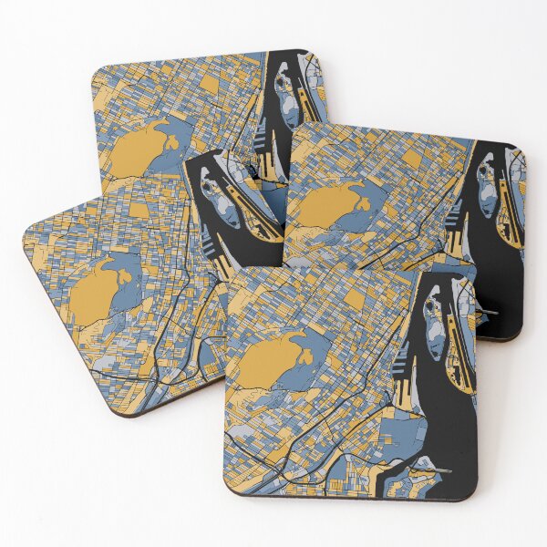 Item preview, Montreal Map Pattern in Blue & Gold designed and sold by PatternMaps.