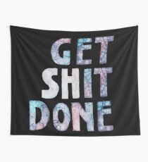 Get It / Shit Done Watercolor Lettering Typography Wall Tapestry