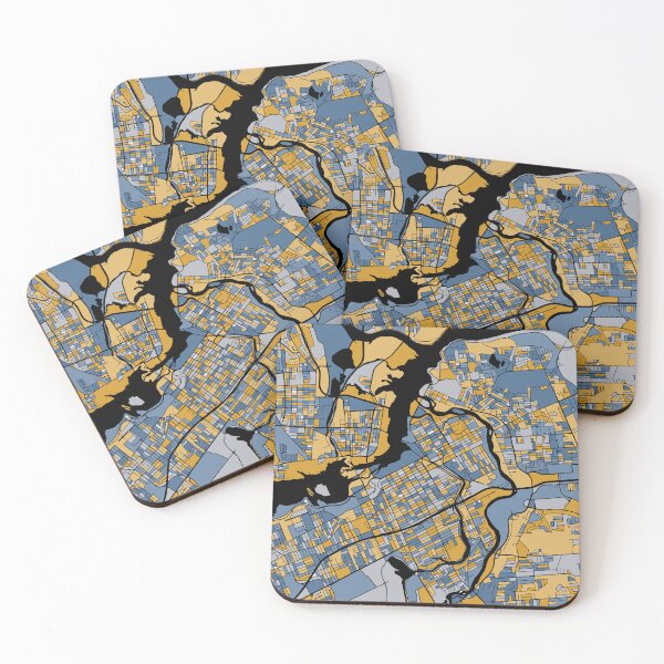 Item preview, Ottawa Map Pattern in Blue & Gold designed and sold by PatternMaps.