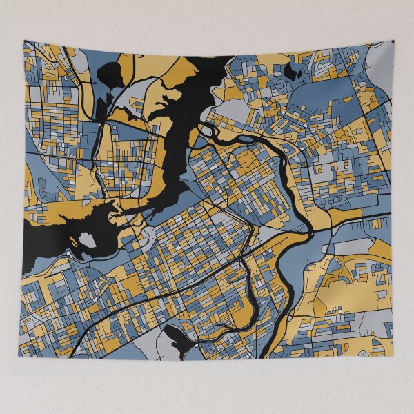 Item preview, Ottawa Map Pattern in Blue & Gold designed and sold by PatternMaps.