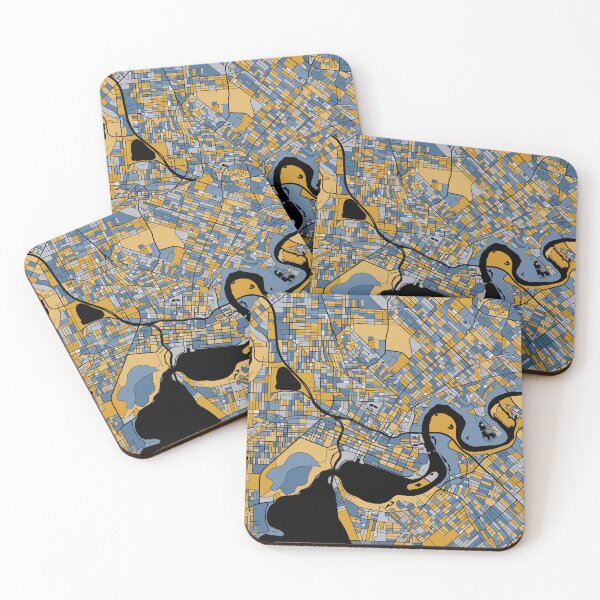 Item preview, Perth Map Pattern in Blue & Gold designed and sold by PatternMaps.