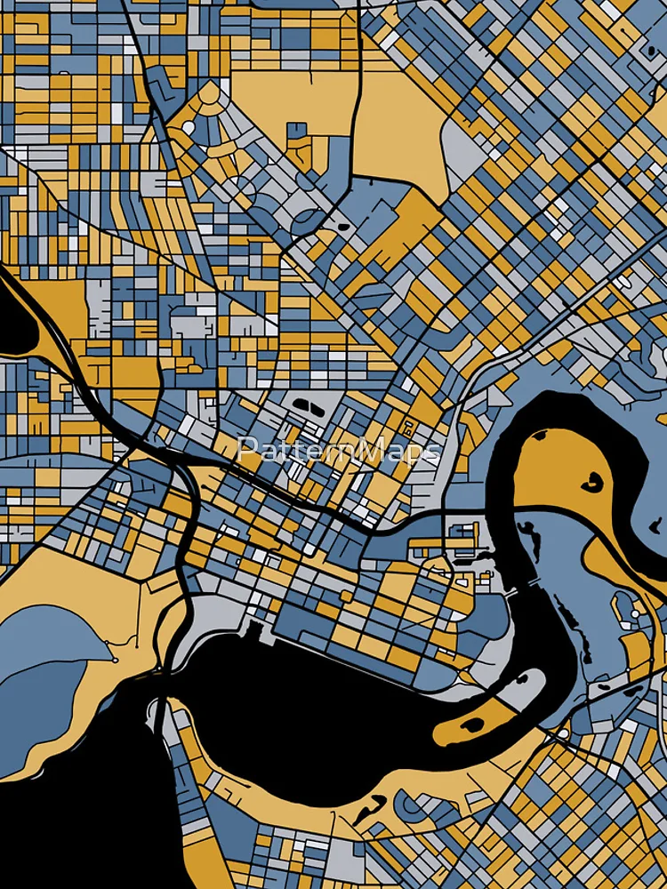 Thumbnail 4 of 4, iPhone Case, Perth Map Pattern in Blue & Gold designed and sold by PatternMaps.