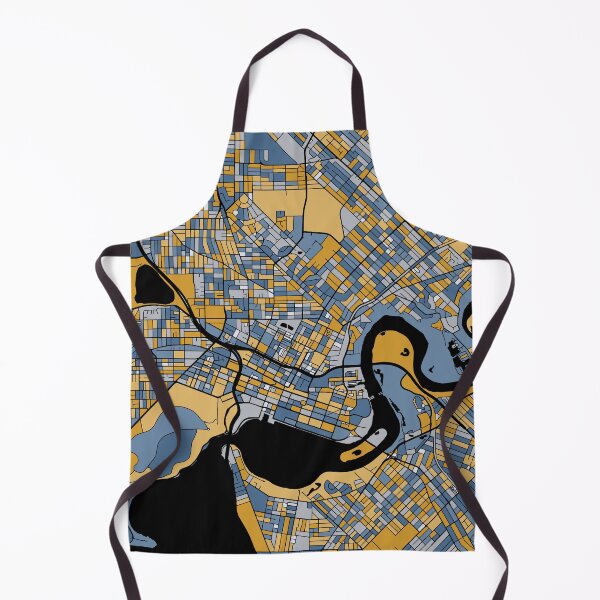 Artikelvorschau, Perth-Kartenmuster in Blau und Gold entworfen und verkauft von PatternMaps.