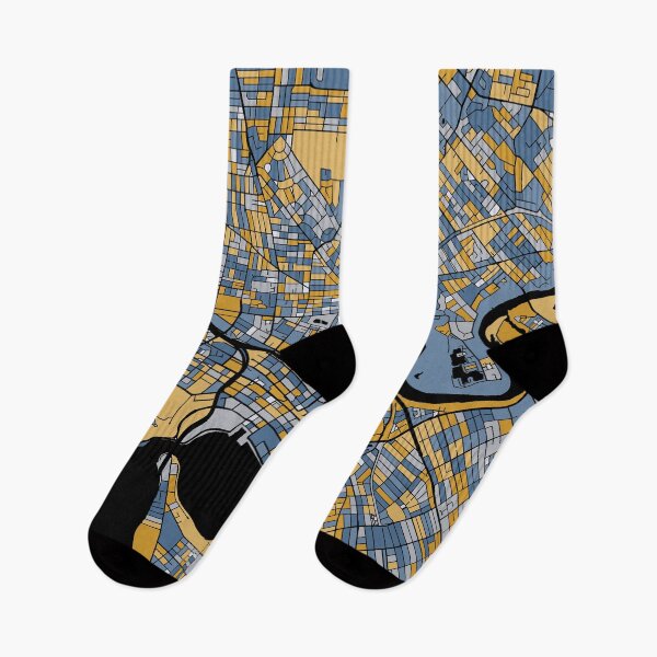 Item preview, Perth Map Pattern in Blue & Gold designed and sold by PatternMaps.
