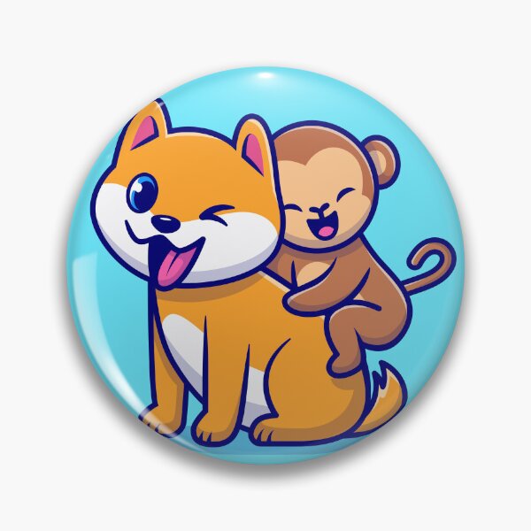 Item preview, Buddies in Play: Cute Dog and Monkey Cartoon Illustration designed and sold by hjian8219.