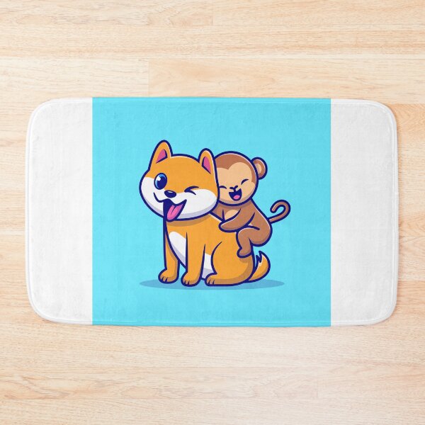 Item preview, Buddies in Play: Cute Dog and Monkey Cartoon Illustration designed and sold by hjian8219.