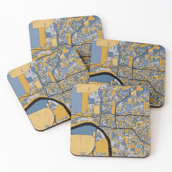 Item preview, Tulsa Map Pattern in Blue & Gold designed and sold by PatternMaps.
