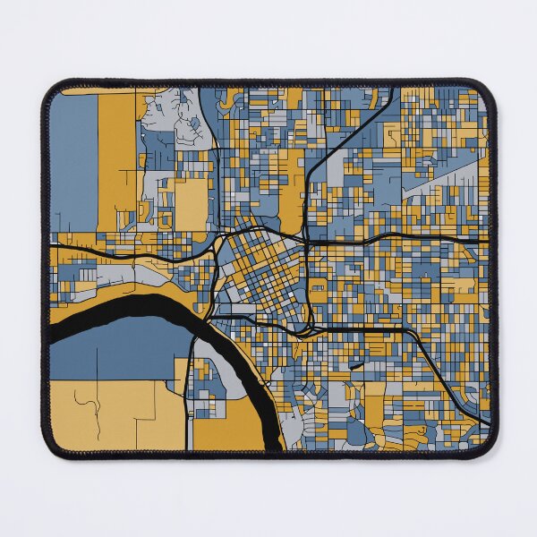 Item preview, Tulsa Map Pattern in Blue & Gold designed and sold by PatternMaps.