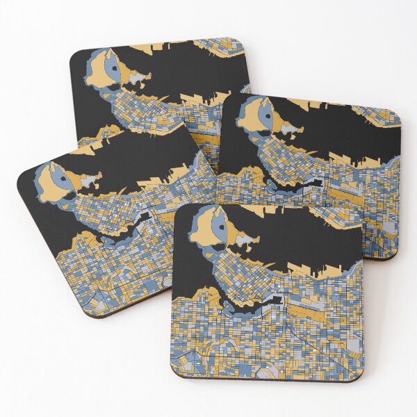 Item preview, Vancouver Map Pattern in Blue & Gold designed and sold by PatternMaps.