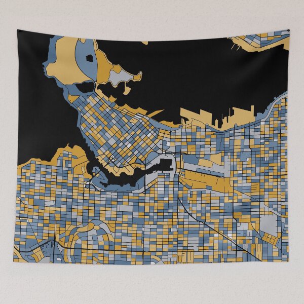 Item preview, Vancouver Map Pattern in Blue & Gold designed and sold by PatternMaps.