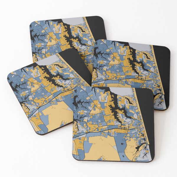 Item preview, Virginia Beach Map Pattern in Blue & Gold designed and sold by PatternMaps.