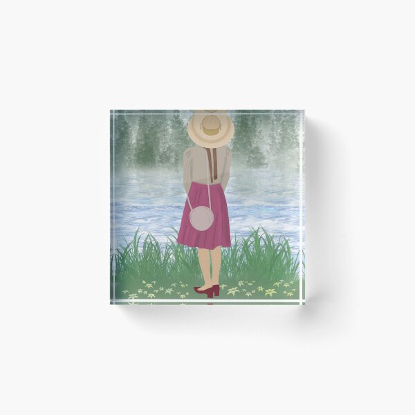Item preview, Dreaming girl with a hat watching the forrest and the clear water digital painting designed and sold by Diavers-store.