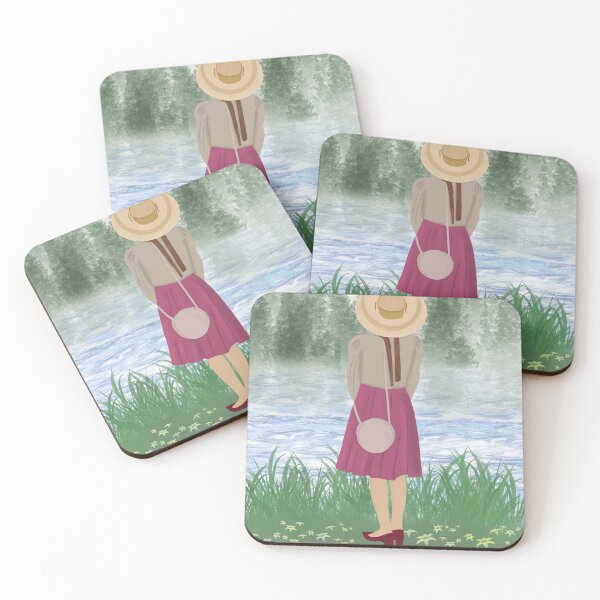 Item preview, Dreaming girl with a hat watching the forrest and the clear water digital painting designed and sold by Diavers-store.