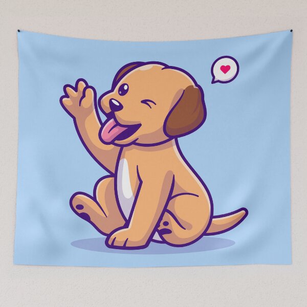 Item preview, Friendly Greeting: Cute Dog Waving Hand Cartoon designed and sold by hjian8219.