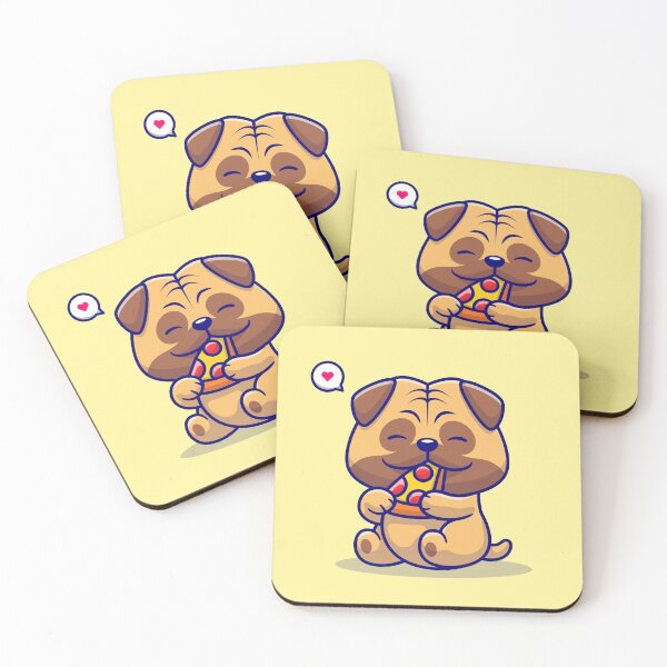 Item preview, "Pug's Pizza Party: Cute Dog Eating Pizza Cartoon designed and sold by hjian8219.