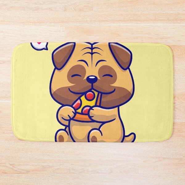 Item preview, "Pug's Pizza Party: Cute Dog Eating Pizza Cartoon designed and sold by hjian8219.