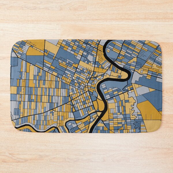 Item preview, Winnipeg Map Pattern in Blue & Gold designed and sold by PatternMaps.