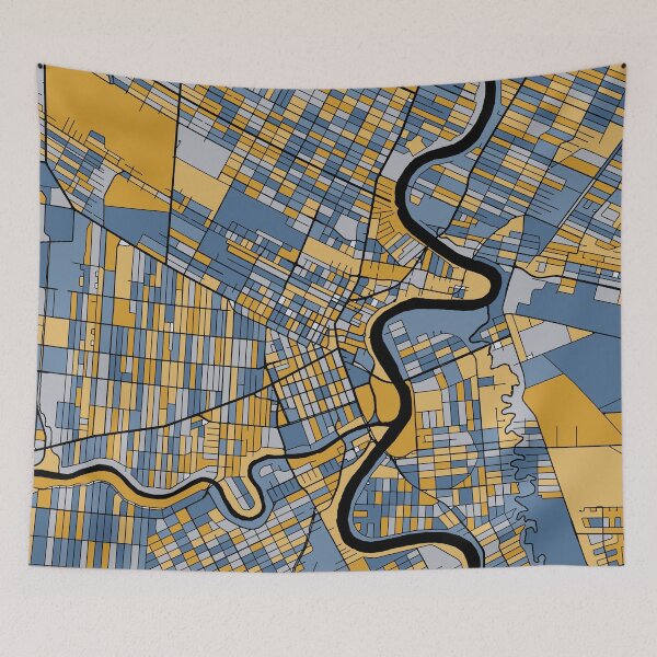 Item preview, Winnipeg Map Pattern in Blue & Gold designed and sold by PatternMaps.