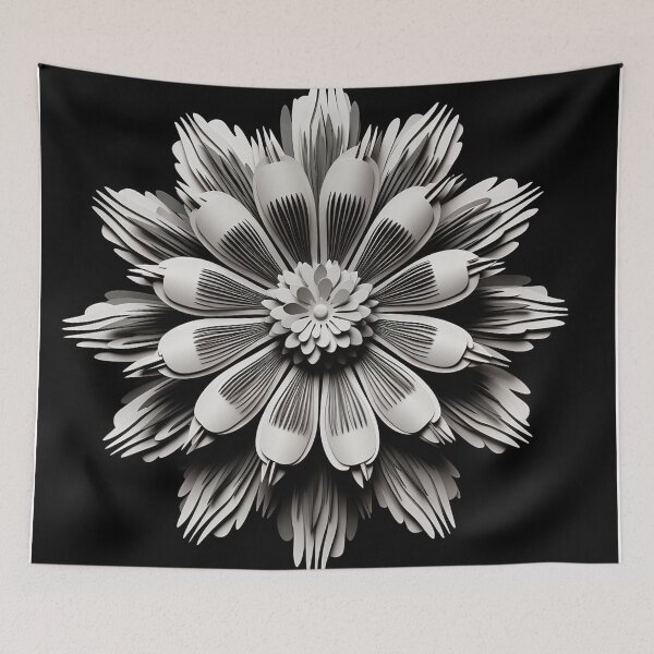 Item preview, Black and White Retro Flower Art 7 designed and sold by michaelbarnesss.