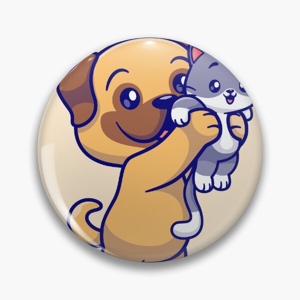 Item preview, Paws of Friendship: Cute Pug and Baby Cat Cartoon designed and sold by hjian8219.