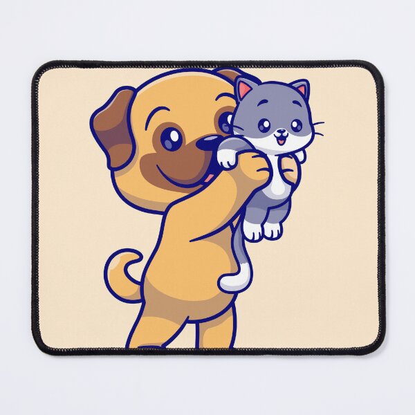 Item preview, Paws of Friendship: Cute Pug and Baby Cat Cartoon designed and sold by hjian8219.