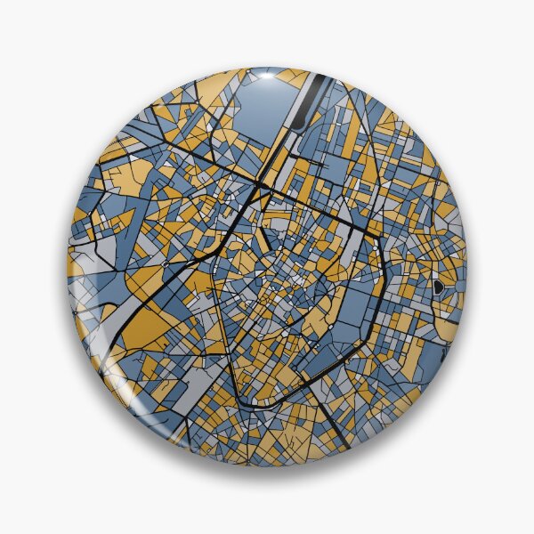 Artikelvorschau, Brüsseler Kartenmuster in Blau und Gold entworfen und verkauft von PatternMaps.