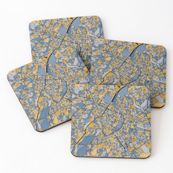 Item preview, Brussels Map Pattern in Blue & Gold designed and sold by PatternMaps.