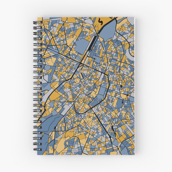 Item preview, Brussels Map Pattern in Blue & Gold designed and sold by PatternMaps.