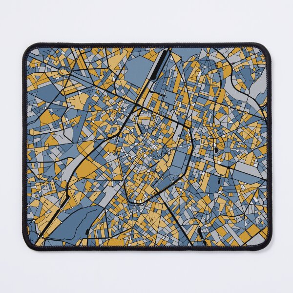 Item preview, Brussels Map Pattern in Blue & Gold designed and sold by PatternMaps.