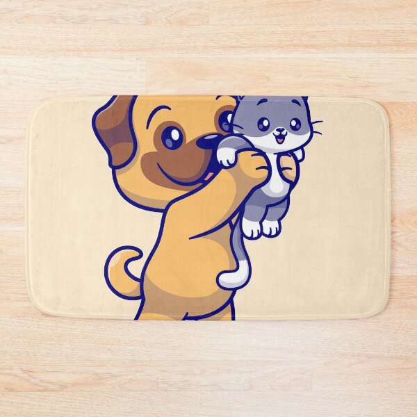 Item preview, Paws of Friendship: Cute Pug and Baby Cat Cartoon designed and sold by hjian8219.