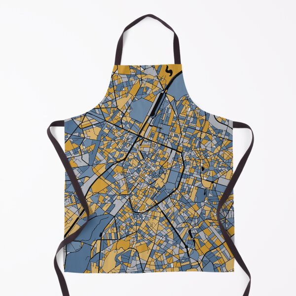 Item preview, Brussels Map Pattern in Blue & Gold designed and sold by PatternMaps.