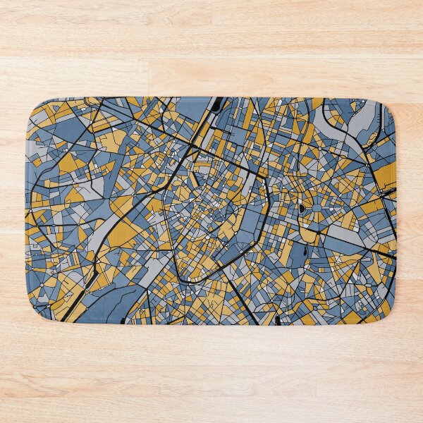 Item preview, Brussels Map Pattern in Blue & Gold designed and sold by PatternMaps.