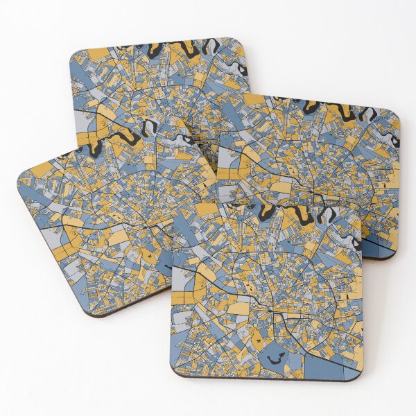 Item preview, Bucharest Map Pattern in Blue & Gold designed and sold by PatternMaps.