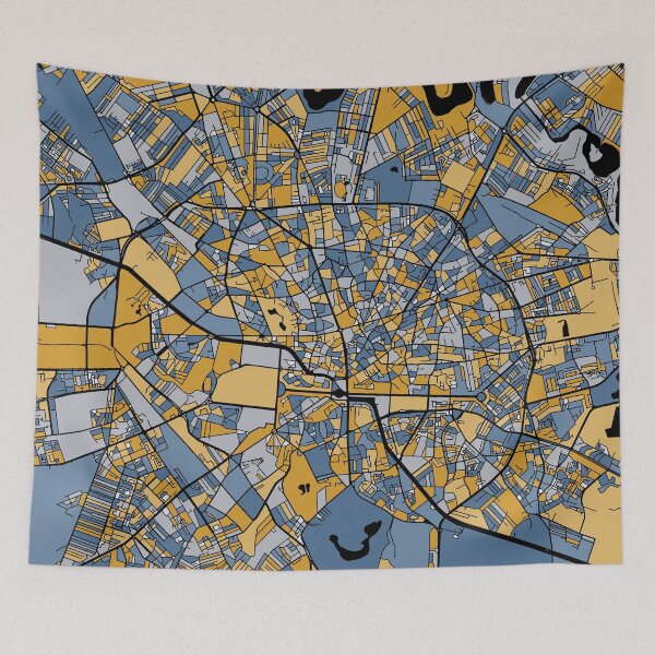 Item preview, Bucharest Map Pattern in Blue & Gold designed and sold by PatternMaps.