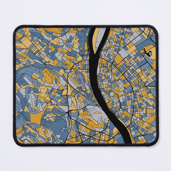 Item preview, Budapest Map Pattern in Blue & Gold designed and sold by PatternMaps.