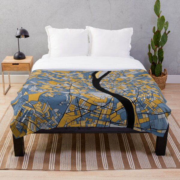 Item preview, Patrón de mapa de Budapest en azul y dorado designed and sold by PatternMaps.