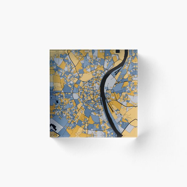 Aperçu de l'œuvre Motif de carte de Cologne en bleu et or créée et vendue par PatternMaps.