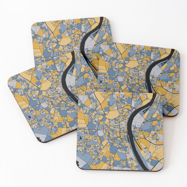 Item preview, Cologne Map Pattern in Blue & Gold designed and sold by PatternMaps.