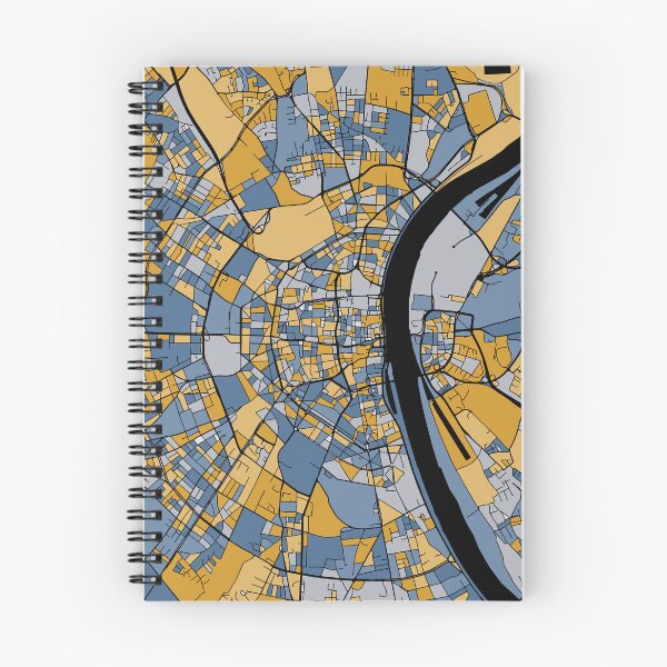 Item preview, Cologne Map Pattern in Blue & Gold designed and sold by PatternMaps.