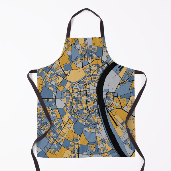 Item preview, Cologne Map Pattern in Blue & Gold designed and sold by PatternMaps.