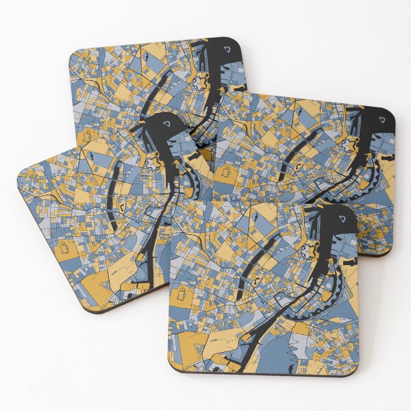 Item preview, Copenhagen Map Pattern in Blue & Gold designed and sold by PatternMaps.