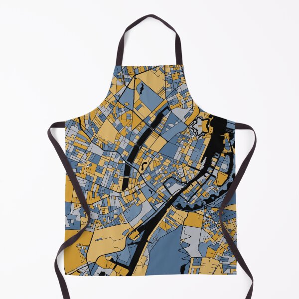 Item preview, Copenhagen Map Pattern in Blue & Gold designed and sold by PatternMaps.