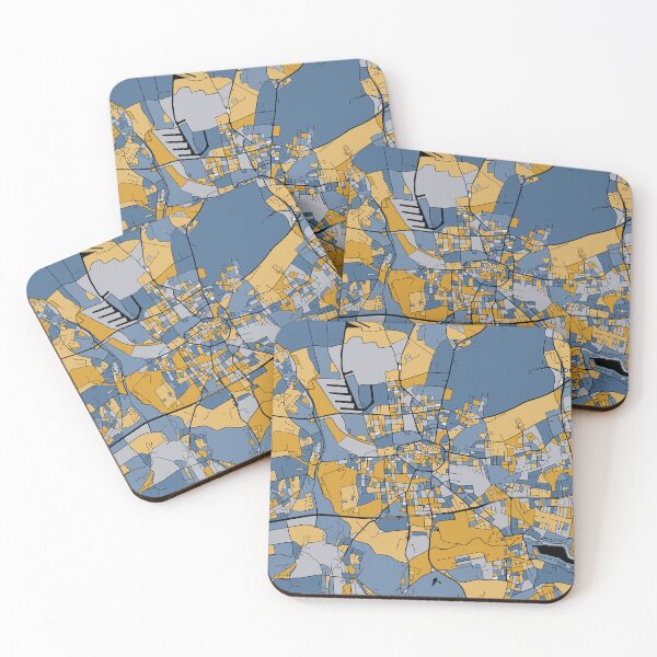 Item preview, Dortmund Map Pattern in Blue & Gold designed and sold by PatternMaps.